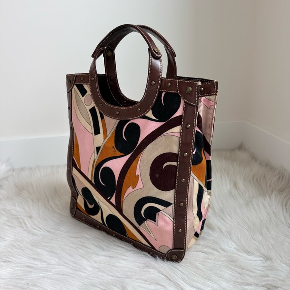 Authentic vintage Emilio Pucci corduroy multicolour top handle bag - Picture 2 of 9
